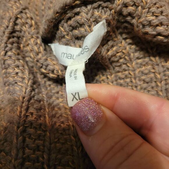 Maurices Light Brown Bobble Sleeve Open Front Knit Cardigan Women's Size XL - Picture 6 of 8